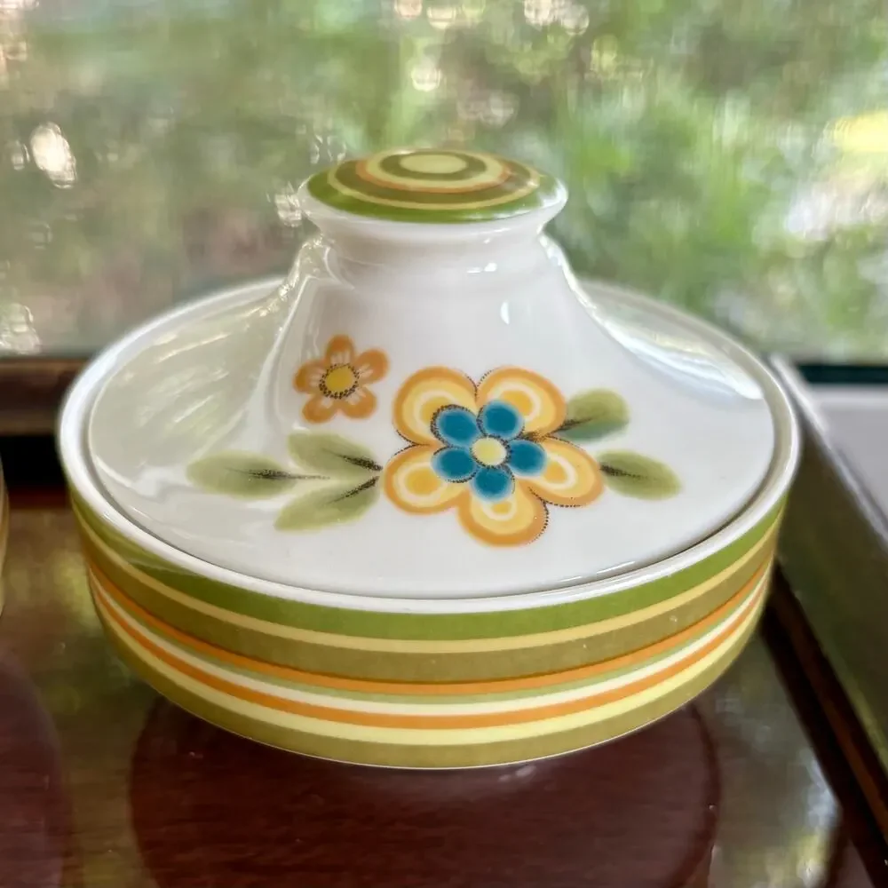 Noritake Chestnuthill Floral Stoneware Bowl, Creamer, and Sugar Set Vintage